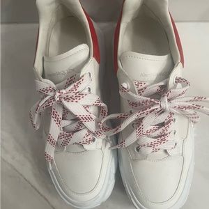 Alexander McQueen Leather Court Trainer Sneakers Sz 38